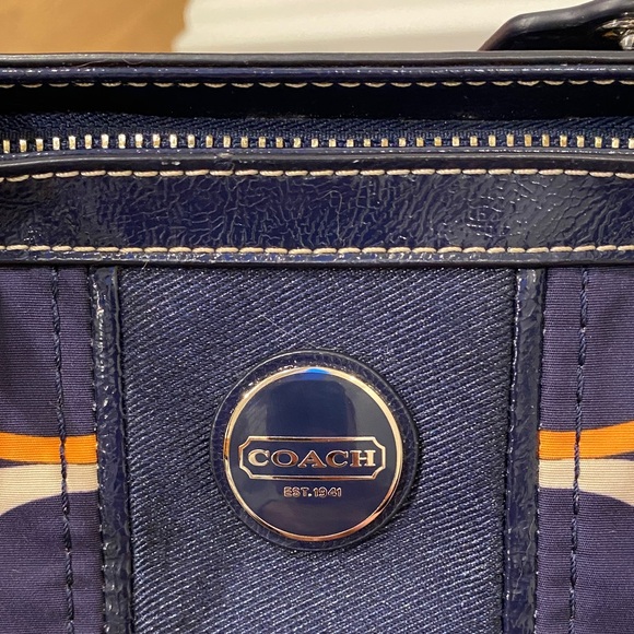 COACH Navy and Orange Patterned Signature Tote - Picture 16 of 16